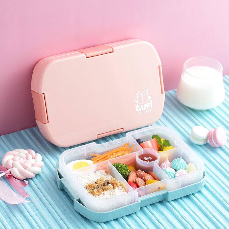 Pink Kids' Lunch Box with Compartments - BPA-Free Microwave Safe Bento Box for School Meals