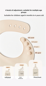 Rocket Pattern Beige Soft and Safe Silicone Baby Feeding Set - Bib, Bowl, and Spoon Combo for Mess-Free Meals