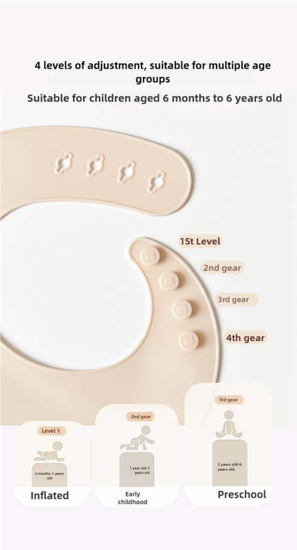 Lilac Pattern Beige Soft and Safe Silicone Baby Feeding Set - Bib, Bowl, and Spoon Combo for Mess-Free Meals