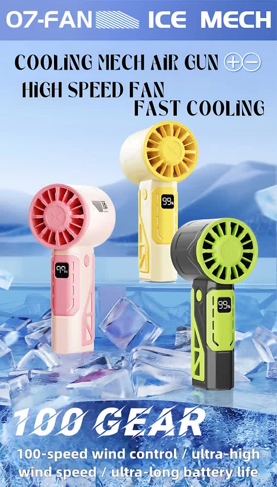 Pink 100-Speed Mecha Handheld Fan | USB Rechargeable High-Speed Mini Fan | Powerful & Silent | Lightweight 150g with 6-8 Hour Battery Life