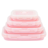 Pink Collapsible Silicone Bento Box Set – 4-Piece Food-Grade Microwave & Freezer Safe Lunch Box Set