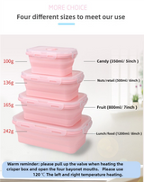 Blue Collapsible Silicone Bento Box Set - 4-Piece Food-Grade Microwave & Freezer Safe Lunch Box Set