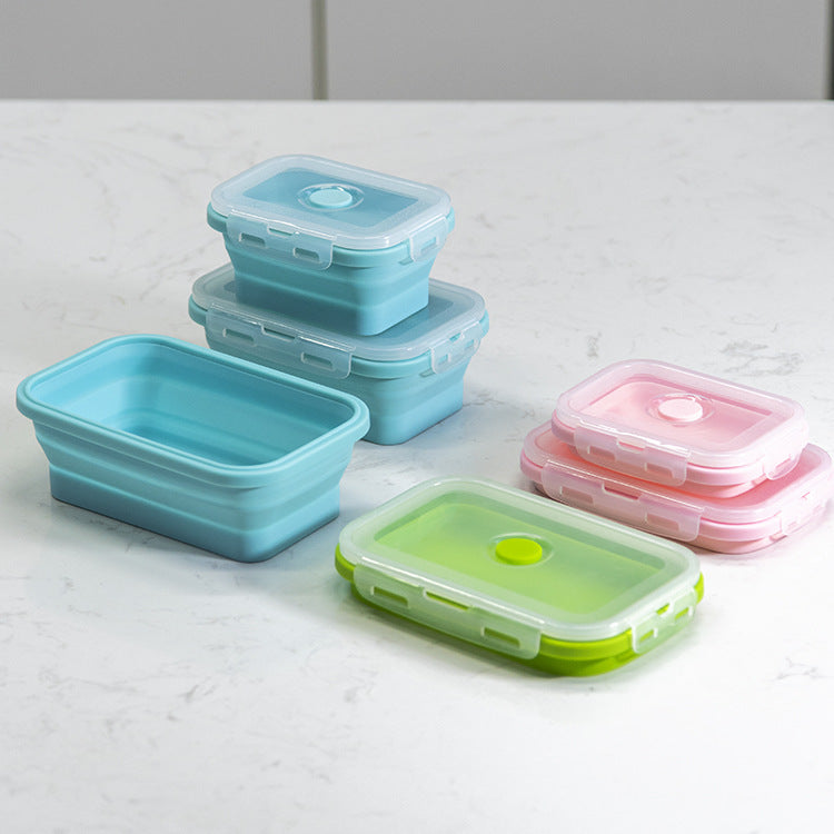 Green Collapsible Silicone Bento Box Set - 4-Piece Food-Grade Microwave & Freezer Safe Lunch Box Set