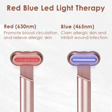 Blue LED Facial Skincare Wand - Portable Eye Care Device, EMS Microcurrent & Red Light Therapy for Wrinkles, Dark Circles, and Puffiness Relief