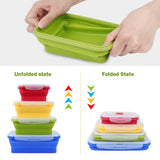 3-piece Set (Yellow + Green + Blue) Collapsible Silicone Food Storage Containers Set – 350ML, 500ML, 800ML | BPA-Free, Microwave, Dishwasher & Freezer Safe | Foldable & Portable Bento Boxes for Travel & Outdoor