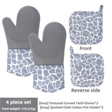 Grey 4-Piece Set Heat Resistant Silicone Kitchen Gloves Set - 4-Piece Set with Oven Mitts & Pot Holders for Safe Cooking & Baking