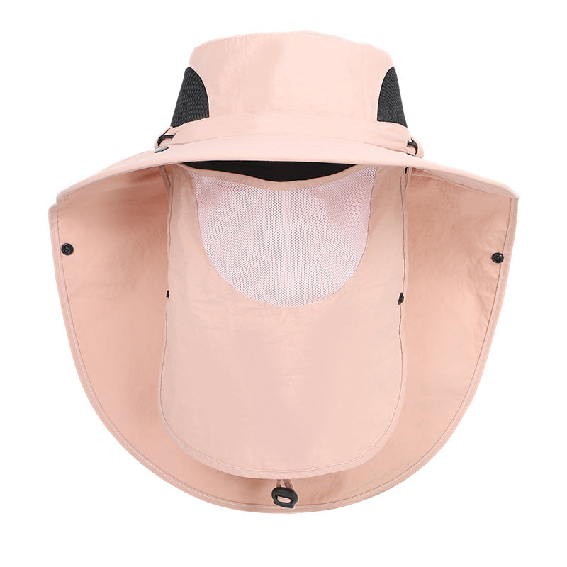 Pink Outdoor Sun Hat with Face & Neck Protection, Quick-Dry, Breathable UV Protection Cap for Men and Women - Adjustable, Dust & Insect Repellent Hiking Hat