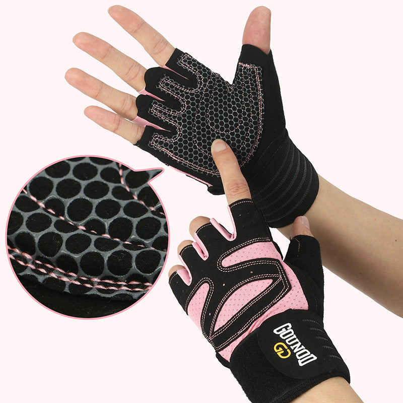 Size S Black And Pink Breathable Anti-Slip Gym Gloves for Workout and Weightlifting - Durable, Adjustable Fitness Gloves for Men and Women