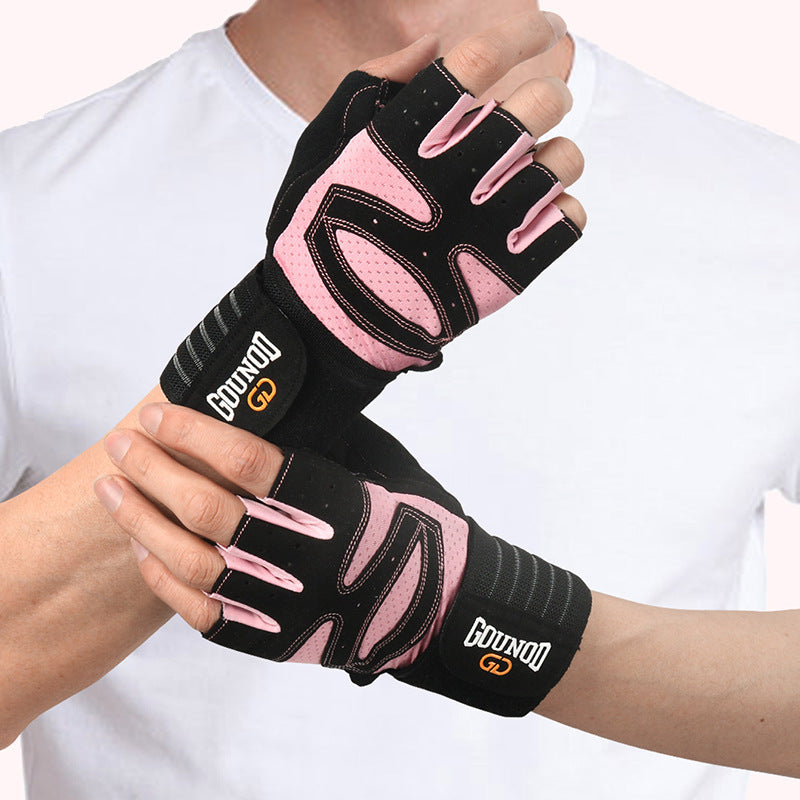 Size S Black And Pink Breathable Anti-Slip Gym Gloves for Workout and Weightlifting - Durable, Adjustable Fitness Gloves for Men and Women