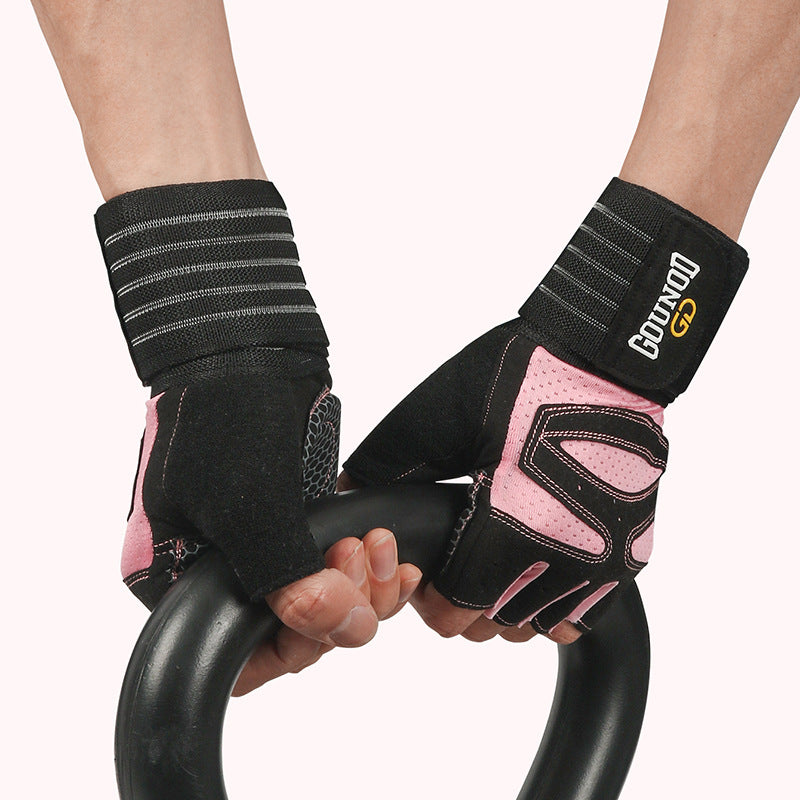 Size S Black And Pink Breathable Anti-Slip Gym Gloves for Workout and Weightlifting - Durable, Adjustable Fitness Gloves for Men and Women