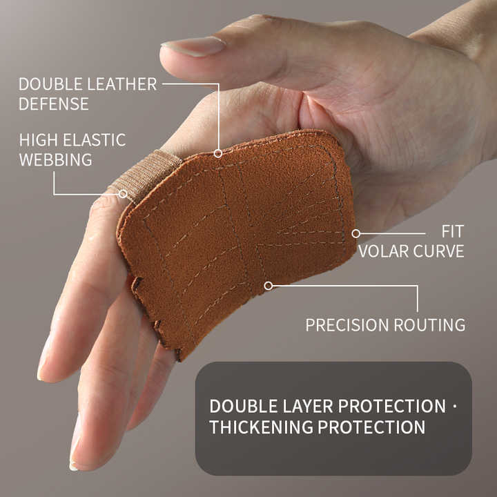 2 Pairs Brown Premium Leather Grip Protection for Fitness | 4-Finger Cowhide Weightlifting Gloves - Durable, Non-Slip, and Abrasion-Resistant Support