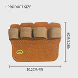 2 Pairs Brown Premium Leather Grip Protection for Fitness | 4-Finger Cowhide Weightlifting Gloves - Durable, Non-Slip, and Abrasion-Resistant Support - Rear View