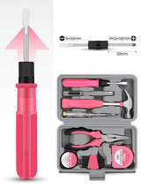 13-Piece Pink Household Tool Set, Complete Home Repair Kit with Tape Measure, Screwdrivers, Hammer, and Pliers