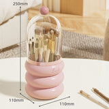 Pink 360° Rotating Makeup Brush Holder with Clear Dome – Stylish Organizer for Vanity, Desk, and Bathroom