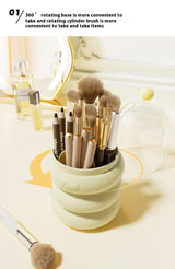 Pink 360° Rotating Makeup Brush Holder with Clear Dome – Stylish Organizer for Vanity, Desk, and Bathroom