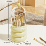 Yellow 360° Rotating Makeup Brush Holder with Clear Dome – Stylish Organizer for Vanity, Desk, and Bathroom