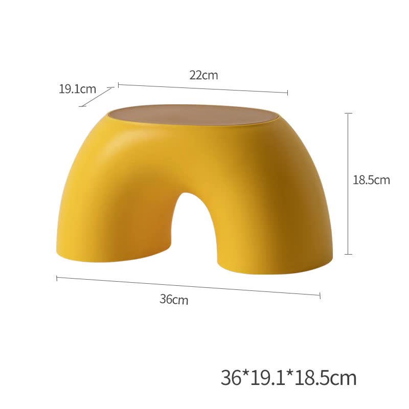 Yellow Minimalist Round Shape Footstool - Durable Anti-slip Rainbow Stool for Home, Creative Design PP+Polypropylene Material, Comfortable Shoe Bench