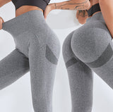 Dark Grey Size S High-Waisted Butt-Lifting Seamless Yoga Leggings for Women – Knitted Fitness Pants - Front View