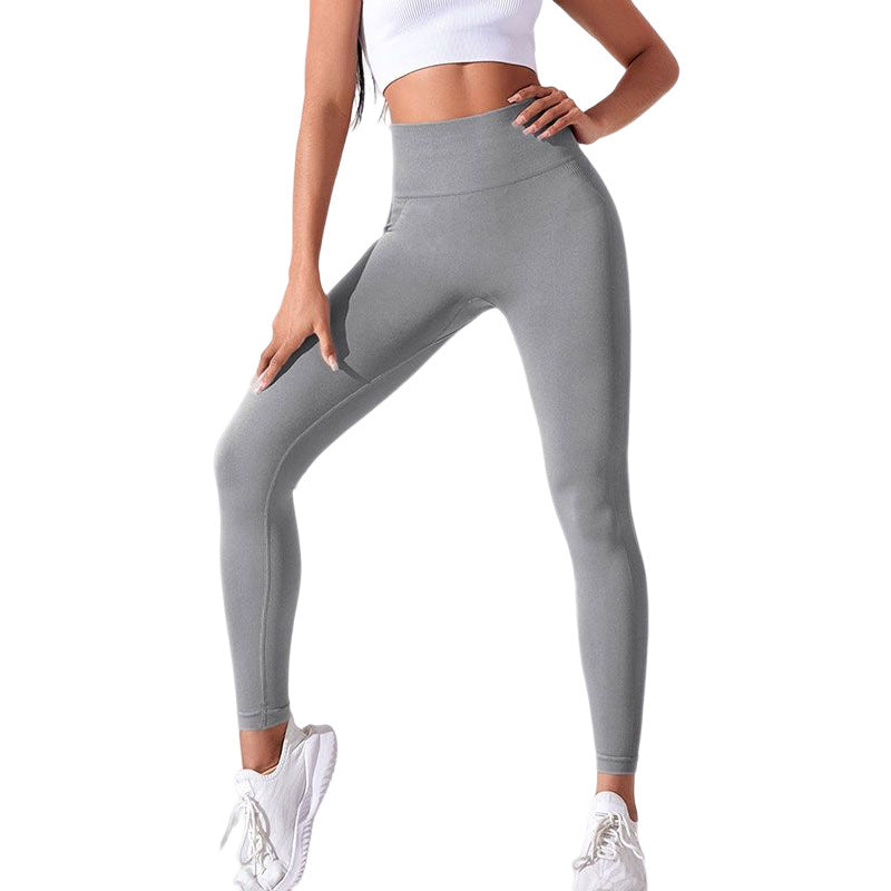 Dark Grey Size S High-Waisted Butt-Lifting Seamless Yoga Leggings for Women – Knitted Fitness Pants