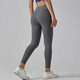 Dark Grey Size S High-Waist Seamless Yoga Pants for Women - Fitness Leggings with Pockets, Quick-Dry, Butt-Lifting, Stretchable Workout Tights