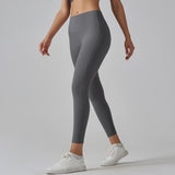 Dark Grey Size XL High-Waist Seamless Yoga Pants for Women - Fitness Leggings with Pockets, Quick-Dry, Butt-Lifting, Stretchable Workout Tights