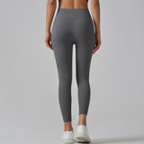 Dark Grey Size XL High-Waist Seamless Yoga Pants for Women - Fitness Leggings with Pockets, Quick-Dry, Butt-Lifting, Stretchable Workout Tights