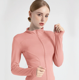 M Pink High-Stretch Slim Fit Yoga Jacket - Full Zip Workout Sports Jacket for Women