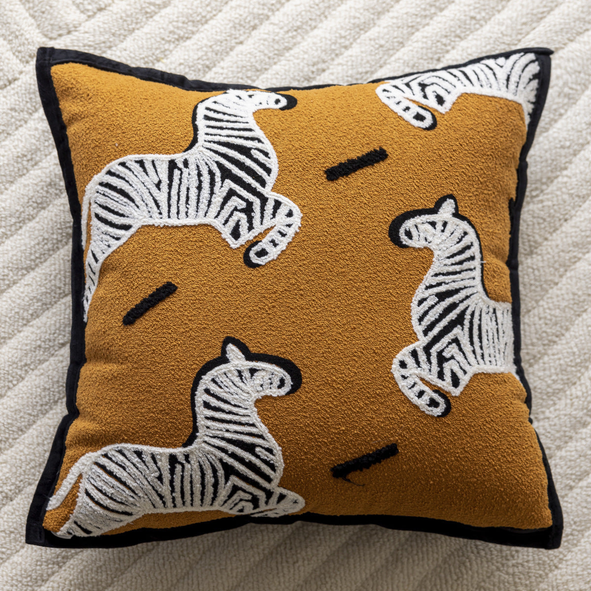 Orange Horse 45x45cm Decorative Zebra-Pattern Pillow Cover with Non-Woven Insert