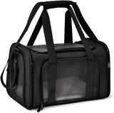 Black Portable Pet Travel Carrier Bag - Foldable, Durable, and Comfortable for Small Dogs & Cats 45cmx30cmx30cm