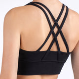 Size L Black Cross-Back Yoga Sports Bra for Women - High Support & Shockproof Fitness Bra