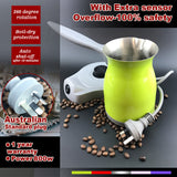 Automatic Green Turkish Coffee Pot with Anti-Overflow Sensor and Quick Boil Function