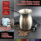 Automatic Stainless Steel Coffee Maker Pot with Anti-Overflow Sensor for Greek, Turkish, and Arabic Coffee