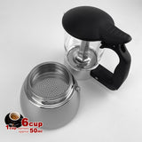 Borosilicate Glass Stainless Steel Moka Pot Coffee Maker Italian Espresso 6Cups