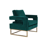 Golden Framed Bottom Armed Accent Chair_Blue