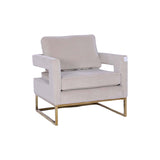 Golden Framed Bottom Armed Accent Chair_Blue