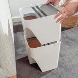 The set of 18L+12L Stackable Plastic Kitchen Trash Bin Household Classification Storage Box