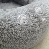 Plush Donut Faux Fur Calming Pet Nest - Grey - L