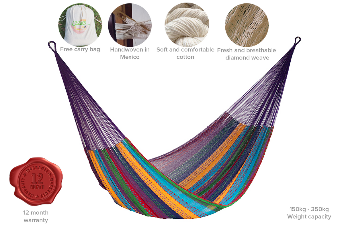 Mayan Legacy Colorina Double Hammock for Ultimate Comfort and Relaxation