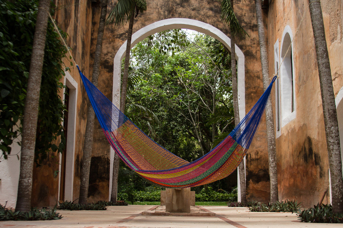 Mayan Legacy Double-Sized Hammock in Vibrant Mexicana Colors - Lightweight and Handwoven for Ultimate Comfort