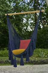 Supreme Comfort Extra Large Outdoor Mexican Hammock Chair in Blue Cotton