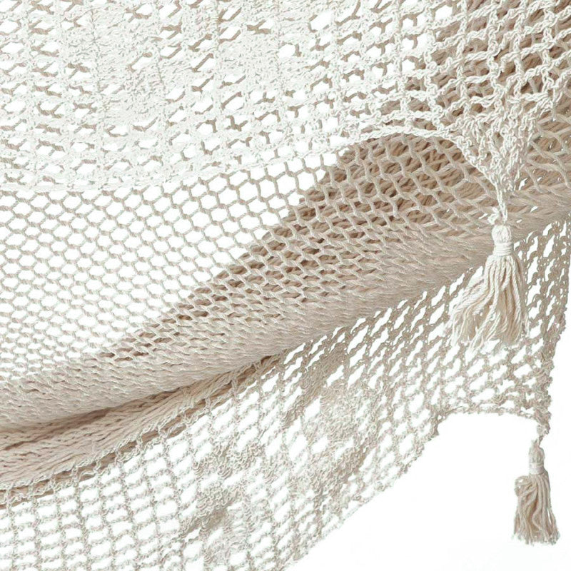 Mayan Legacy King Size Cotton Hammock with Hand-Crocheted Tassels in Marble - Perfect for Outdoor Relaxation