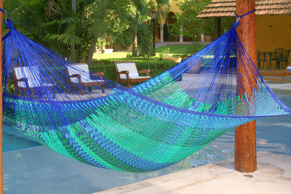 Family-Sized Mayan Legacy Cotton Hammock for Outdoor Relaxation - Caribe Style