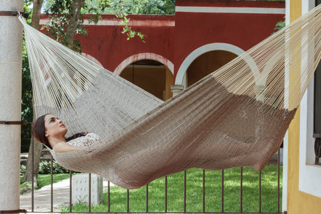 Mayan Legacy Extra Large Outdoor Cotton Mexican Hammock in Dream Sands Hue