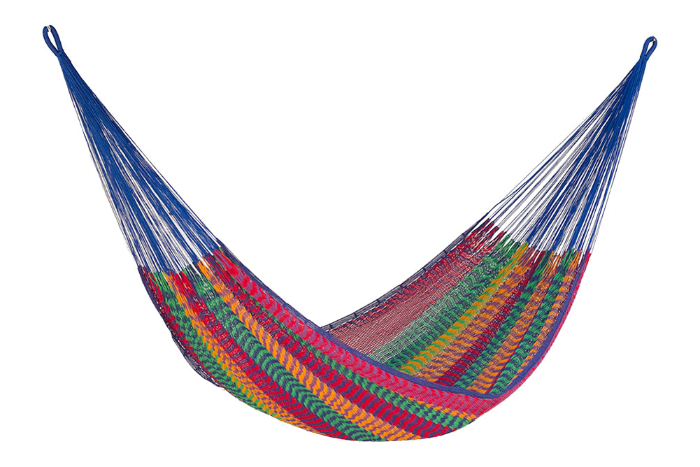 Mexican Handwoven Cotton Family Hammock - Mayan Legacy Outdoor Comfort