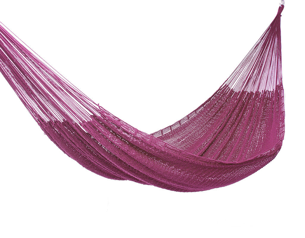 Extra Large Mayan Legacy Cotton Hammock in Vibrant Mexican Pink for Outdoor Relaxation