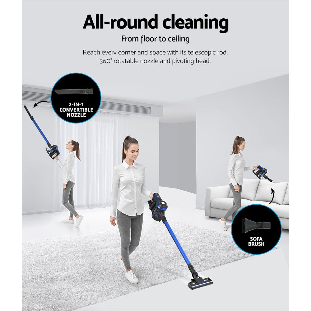 Devanti Cordless Brushless Stick Vacuum Cleaner 250W - Blue