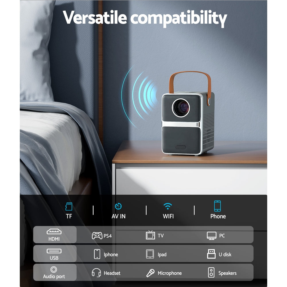 Devanti 4K Mini Portable Video Projector with WiFi and HDMI Support - Home Theater Experience