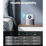 Devanti 1080P WiFi Mini Projector with Carry Bag - Portable Home Theater Experience - Rear View