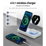 Devanti 4-Port Fast Wireless Charging Station for Phones and Accessories - White