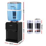 Devanti Water Cooler Dispenser 22L Bench Top Chiller Purifier Filter Hot Cold Black